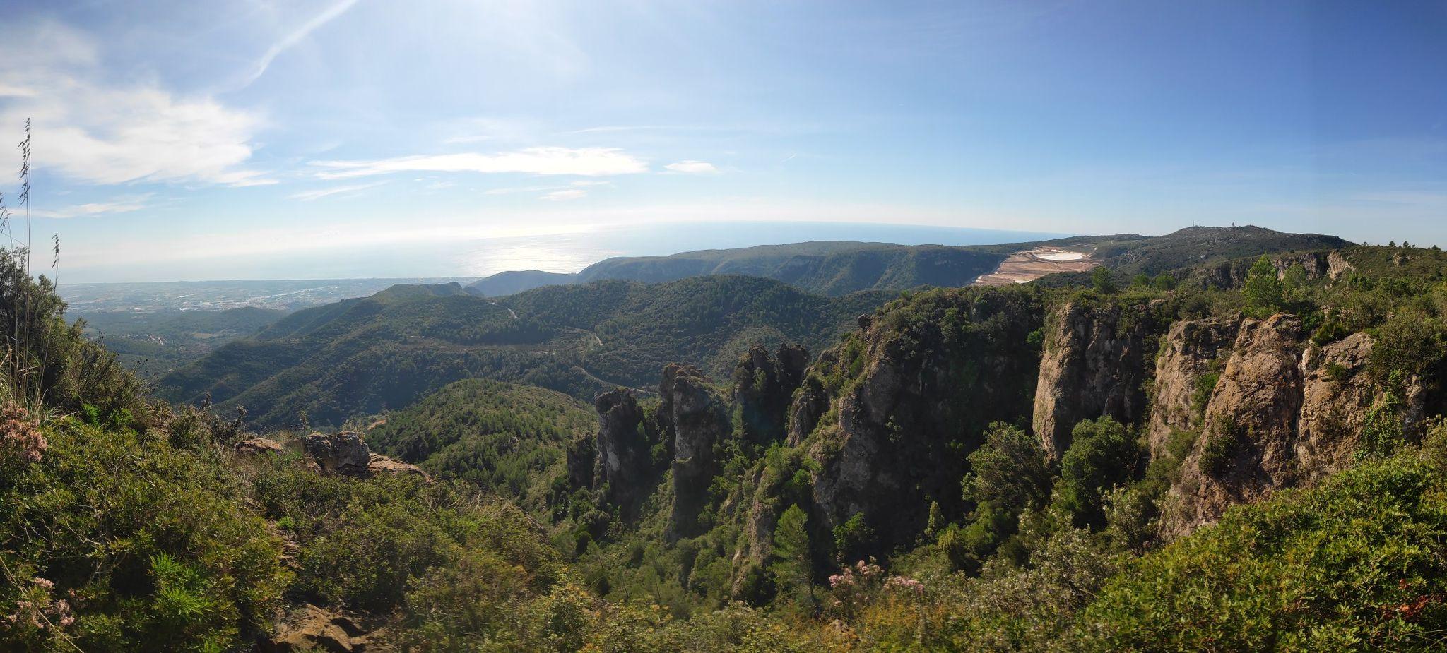 Sunset view over the coast from the Garraf hills